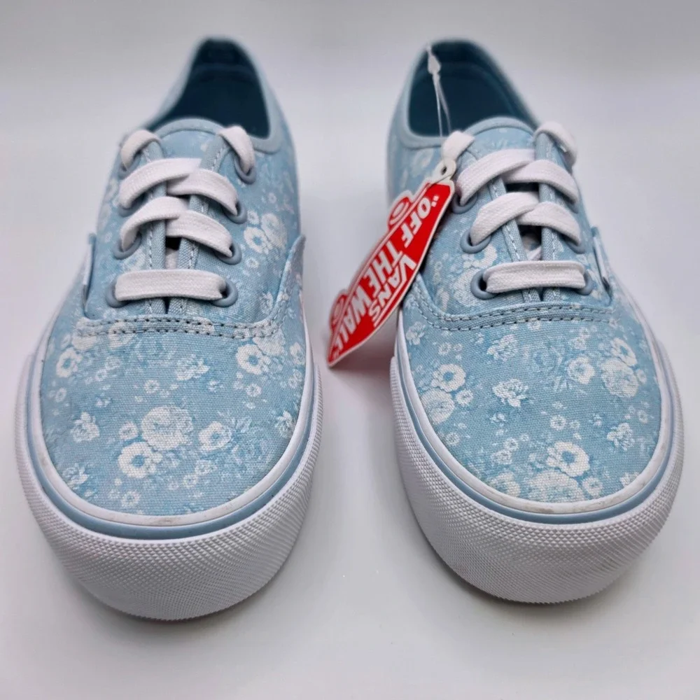 NWT Vans Authentic Platform Sneakers Womens 5 Blue Floral Canvas Low Top Shoes